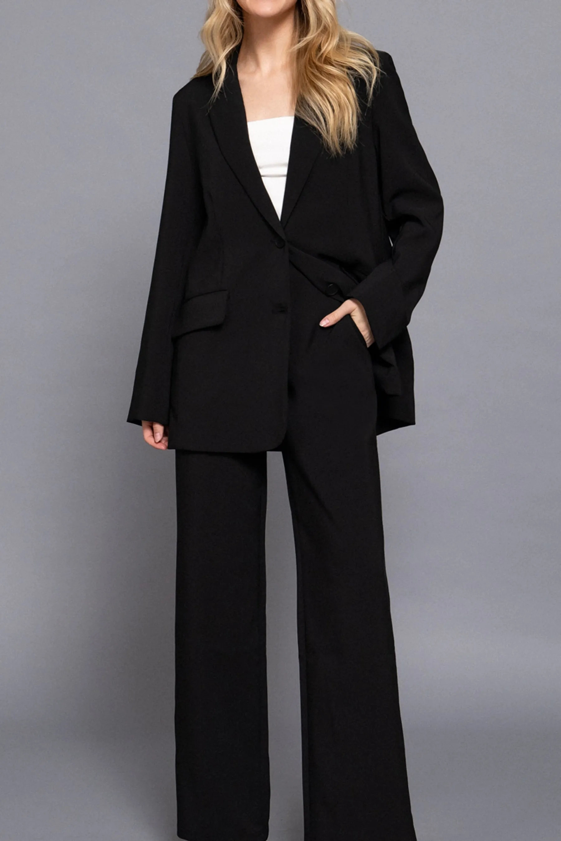 Straight-Leg Woven Pants Back Elastic Detail One Button Closure ZP14216C28 $12Each