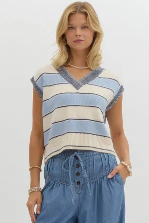 Striped Knit Sleeveless Sweater Vest