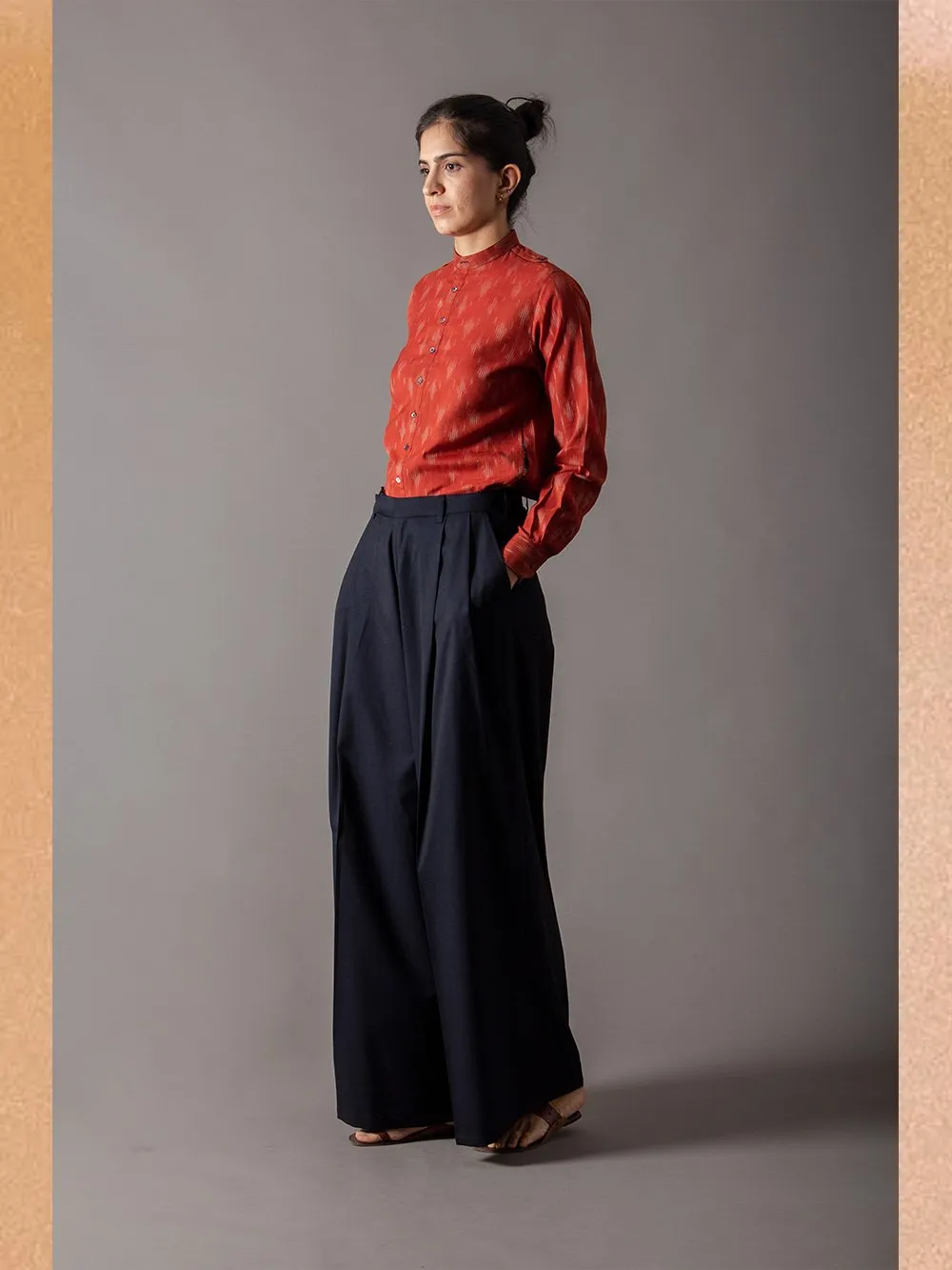 SUKETDHIR   I   SD Bullet Shirt | Cotton Ikat | Red