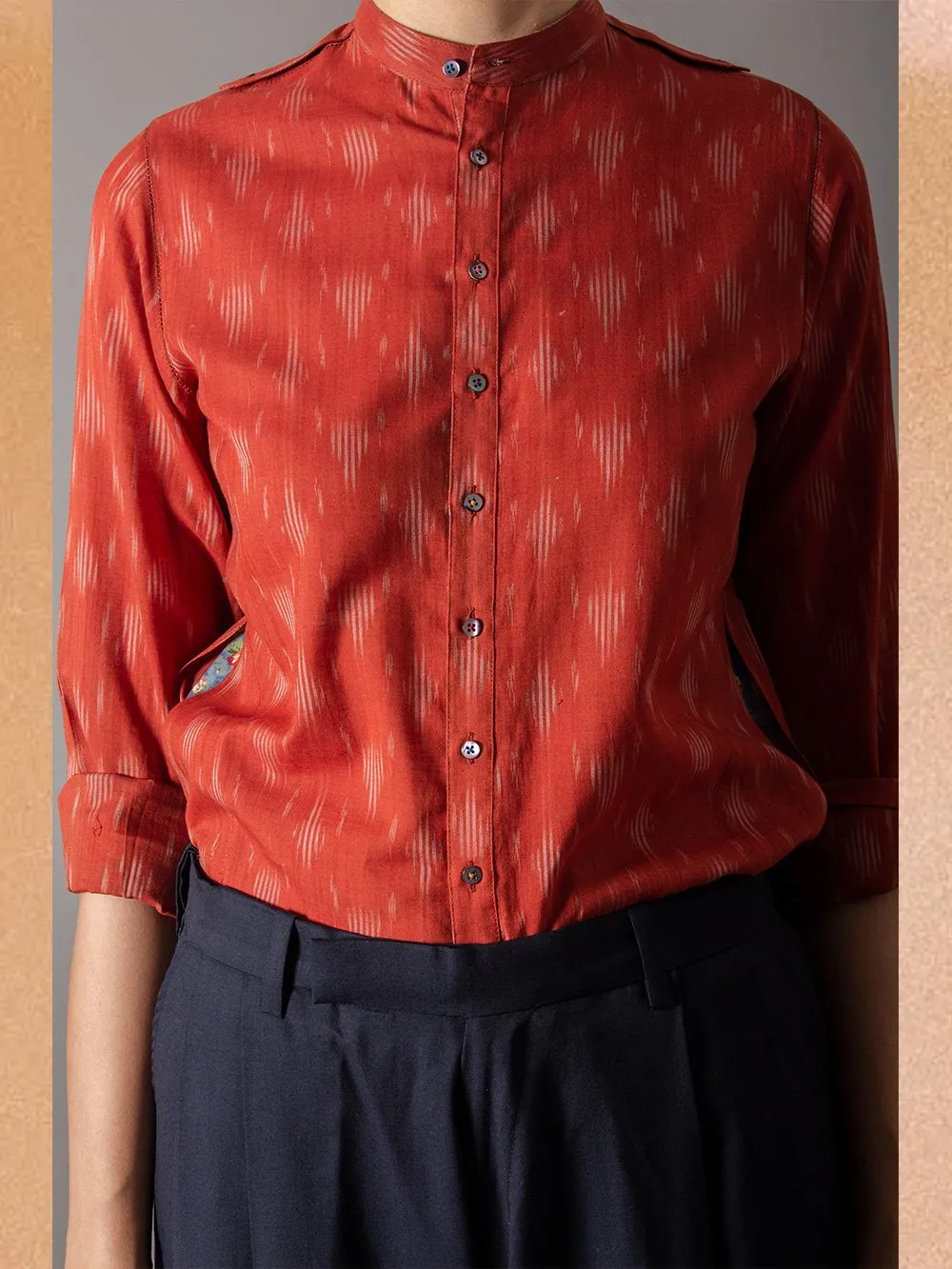 SUKETDHIR   I   SD Bullet Shirt | Cotton Ikat | Red