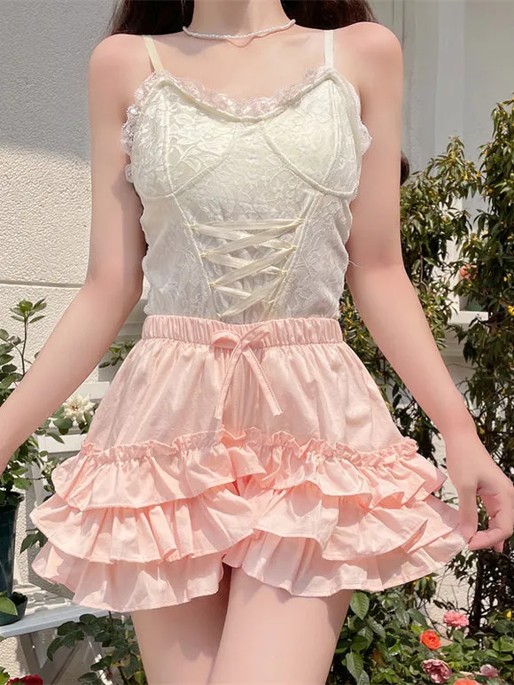 Sweet Lolita Bloomers White Ruffles Loose Lolita Shorts