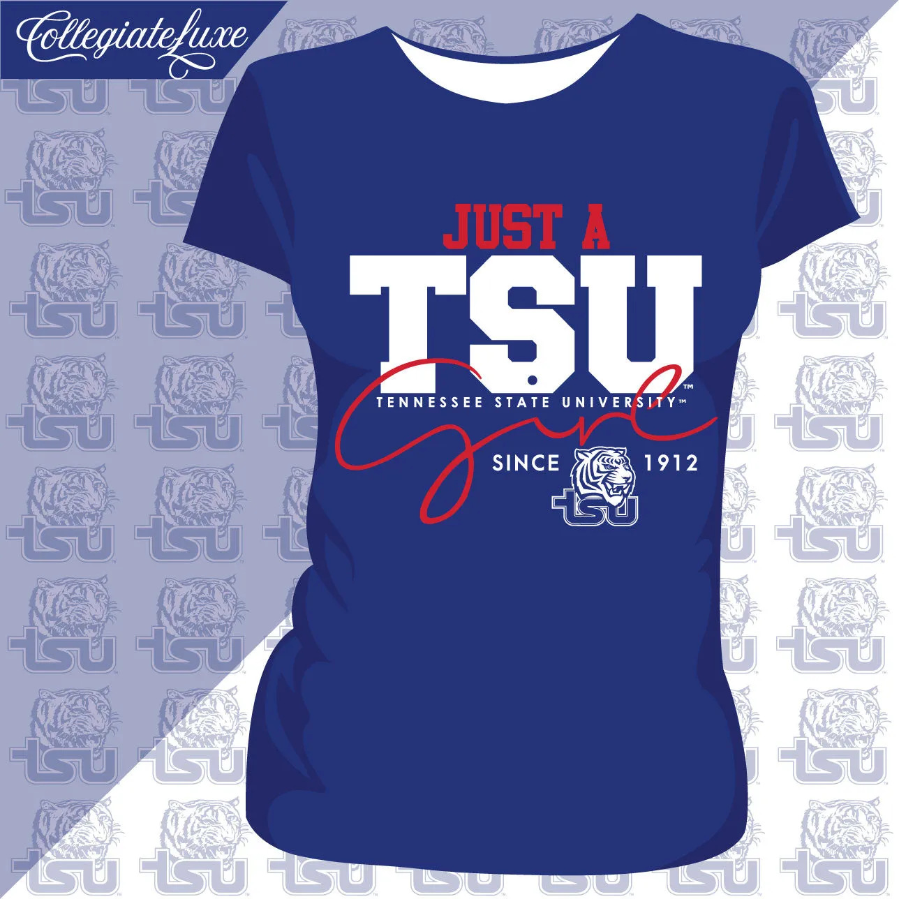 TennState | JUST A GIRL Royal Blue Ladies Tees (**)