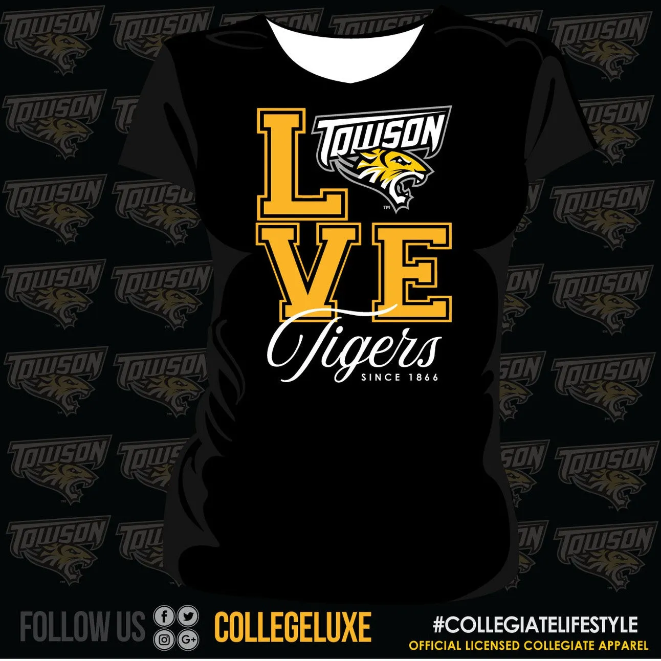 TOWSON | LOVE TIGERS Black Unisex Tees (DK)