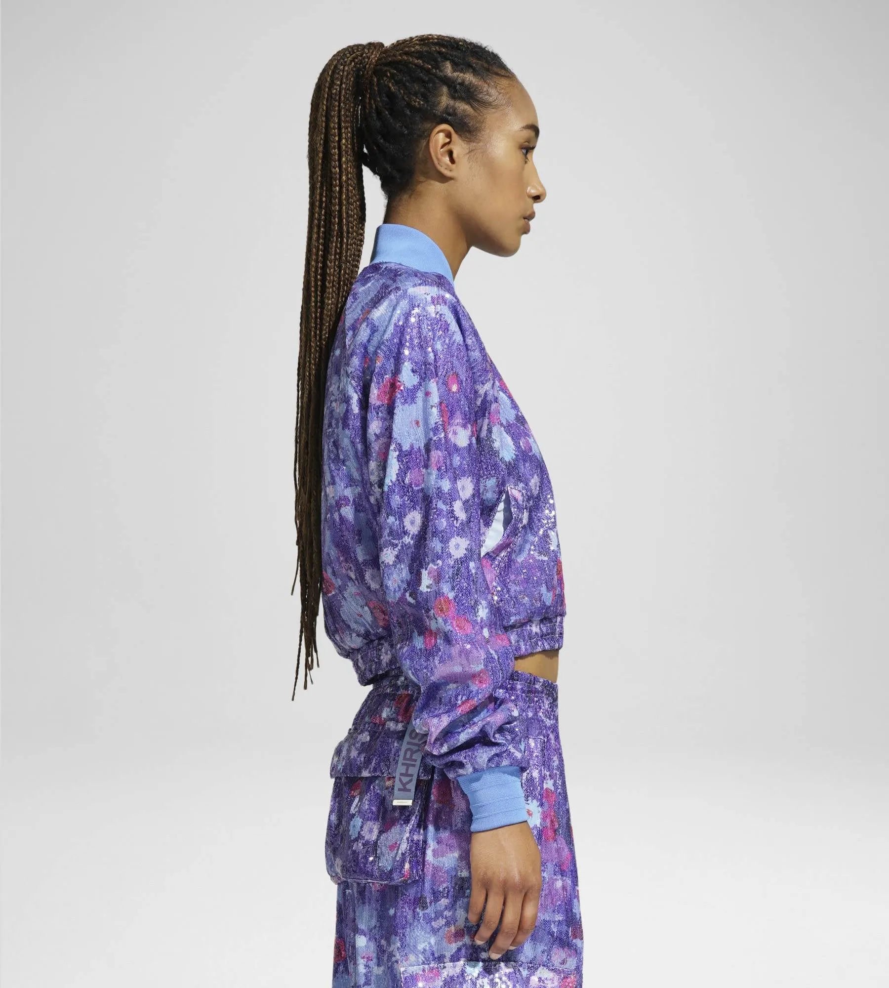 TRACK JACKET PAILLETTES FLOWERS UPSIDE DOWN