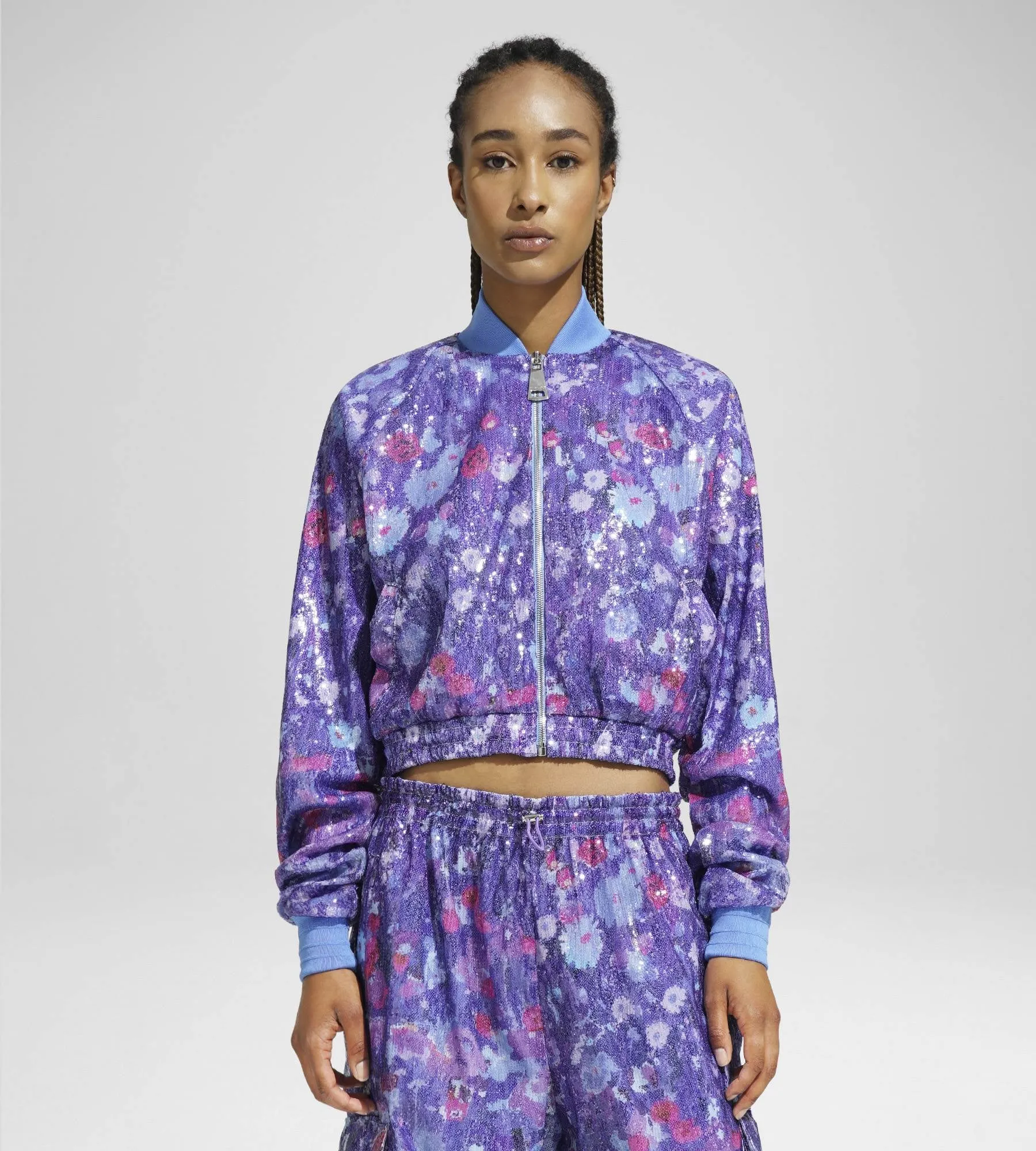 TRACK JACKET PAILLETTES FLOWERS UPSIDE DOWN