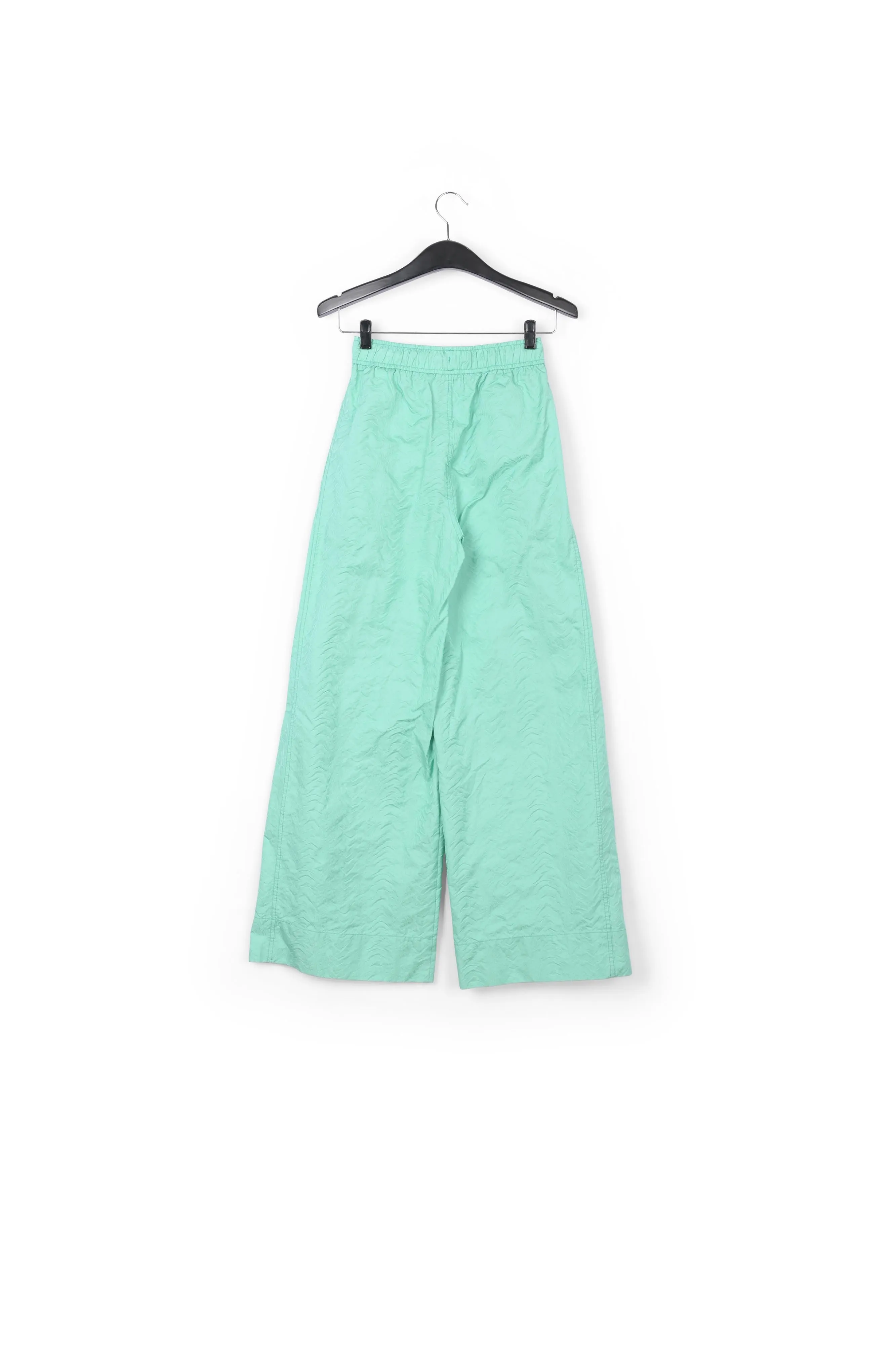 Turquoise jacquard wide-leg pants