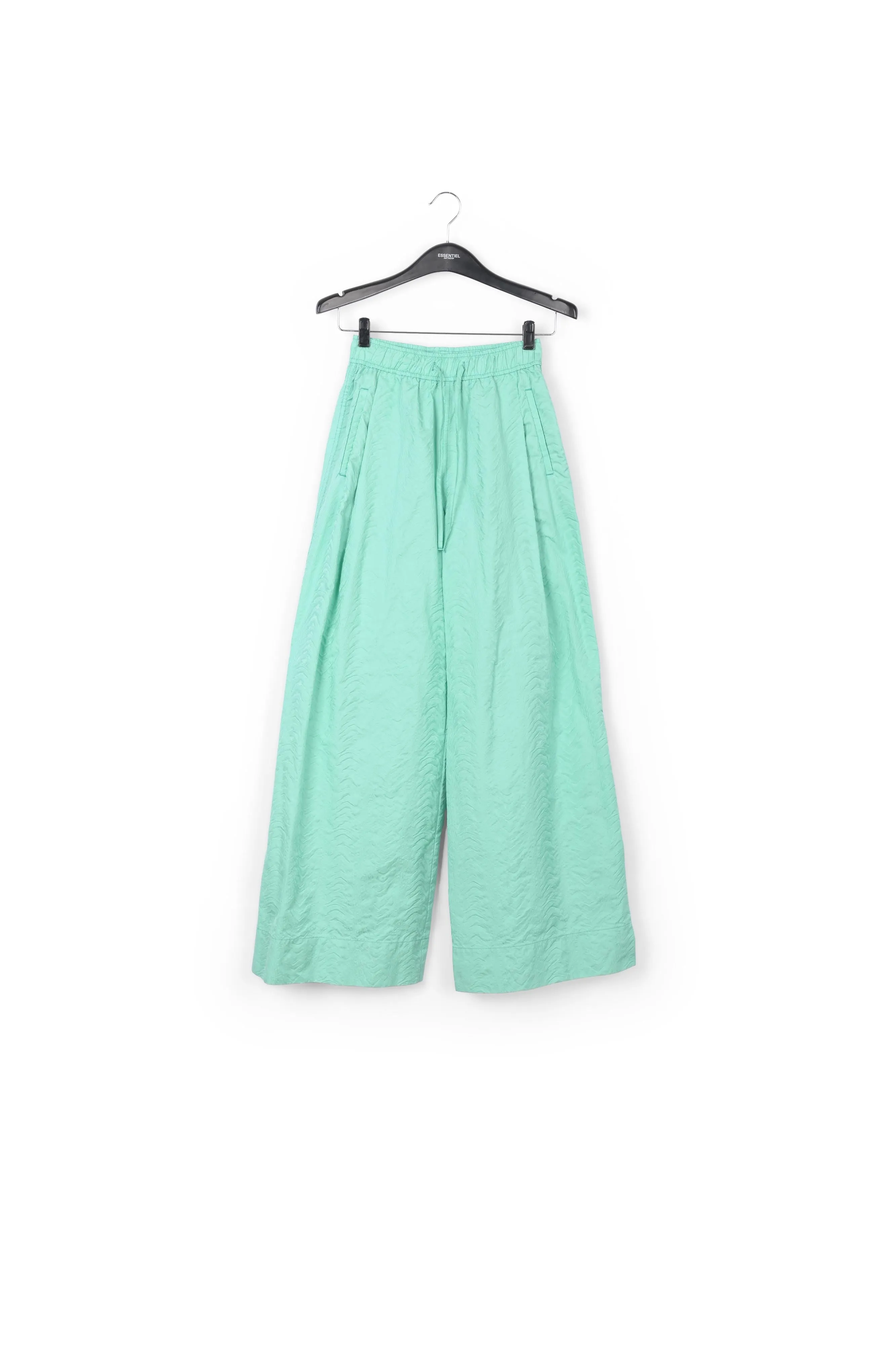 Turquoise jacquard wide-leg pants
