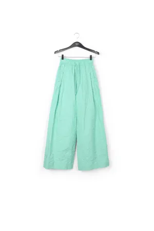 Turquoise jacquard wide-leg pants
