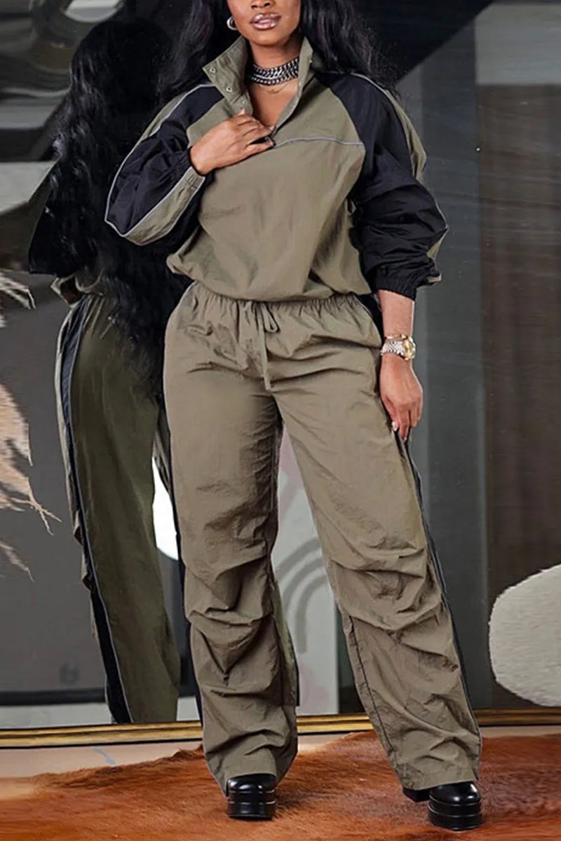UG681 Stand-Up Collar Loose Top and Pants Set
