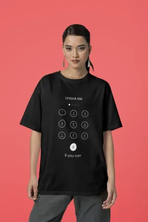 UNLOCK ME - Unisex Oversized Cotton Graphic Printed T-Shirt