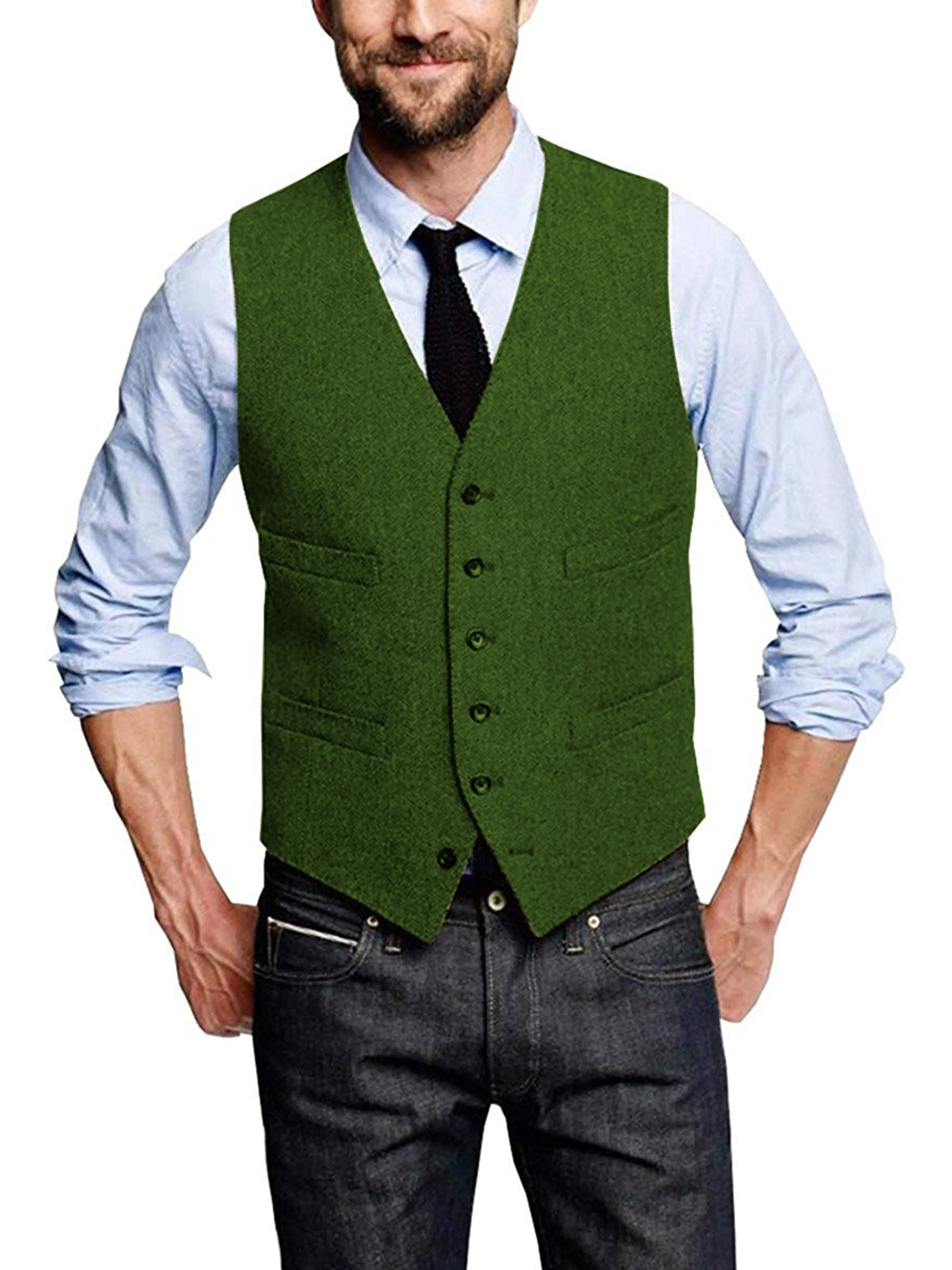V-neck Fashion Single-Breasted Horse Jacket Men's Vest