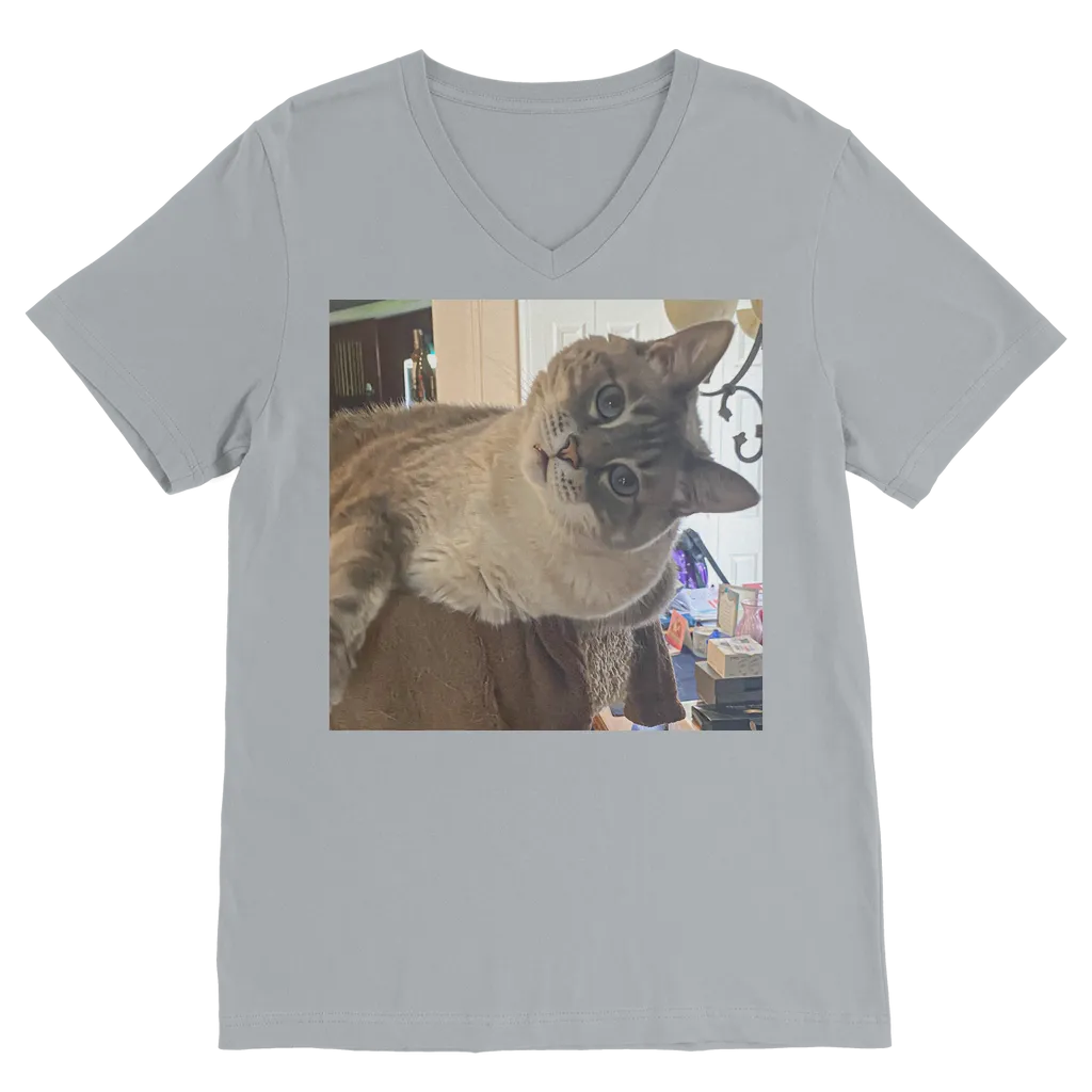 V-Neck T-Shirt Unisex - Siamese Cat - Rescue Pets - Chena