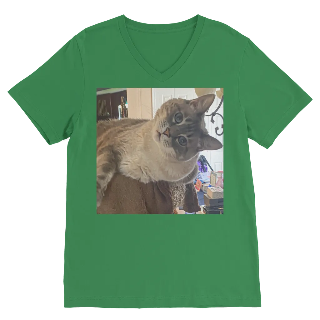 V-Neck T-Shirt Unisex - Siamese Cat - Rescue Pets - Chena