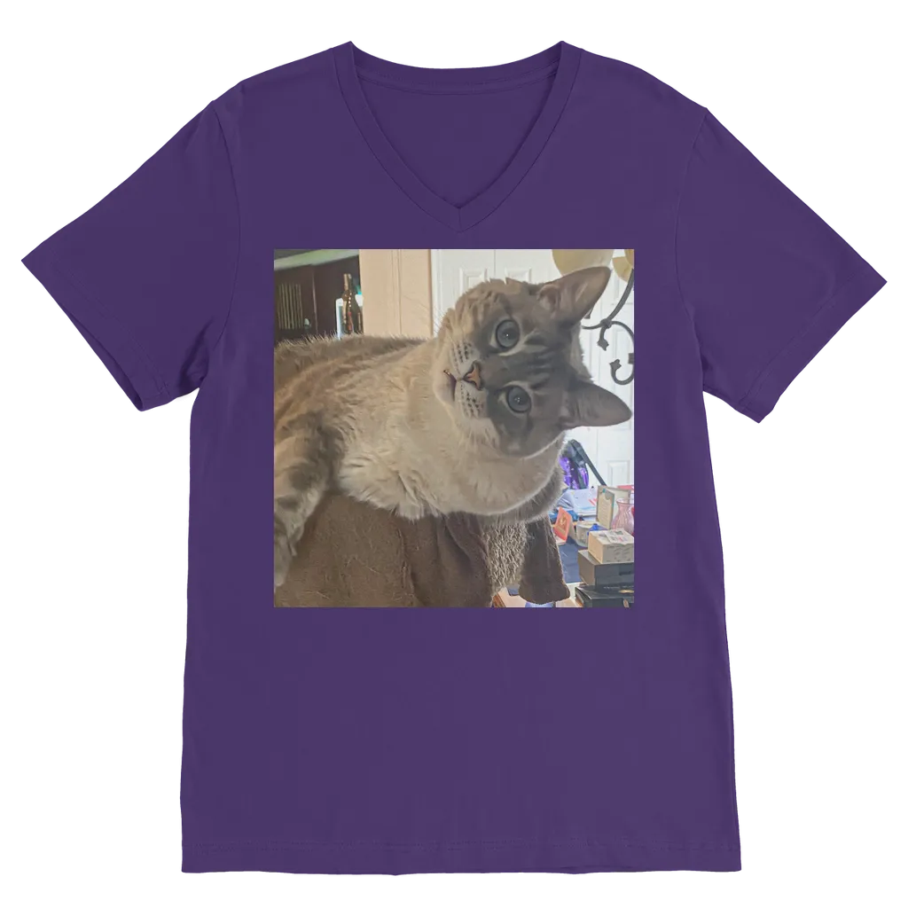 V-Neck T-Shirt Unisex - Siamese Cat - Rescue Pets - Chena