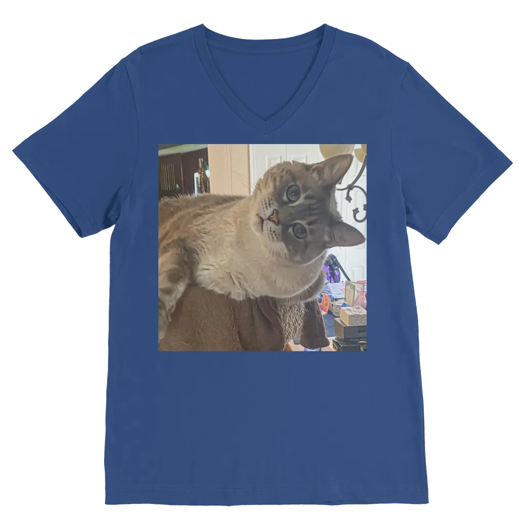 V-Neck T-Shirt Unisex - Siamese Cat - Rescue Pets - Chena