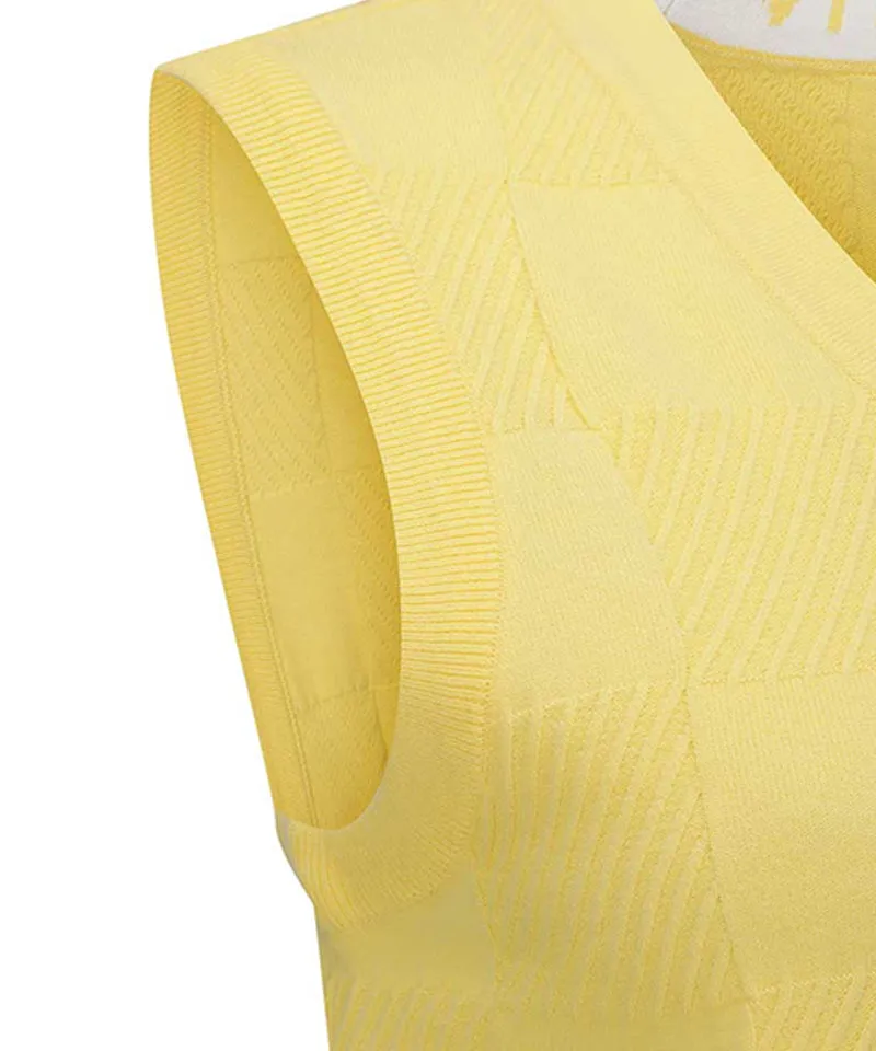 Vice Golf Atelier Women's Checker Board JQD Knit Vest - Yellow