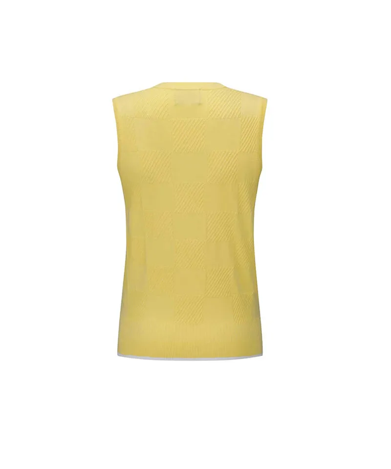 Vice Golf Atelier Women's Checker Board JQD Knit Vest - Yellow
