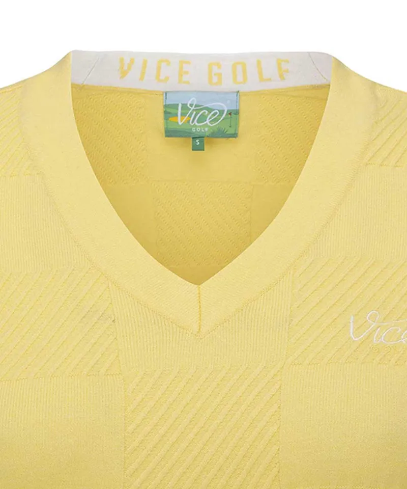 Vice Golf Atelier Women's Checker Board JQD Knit Vest - Yellow