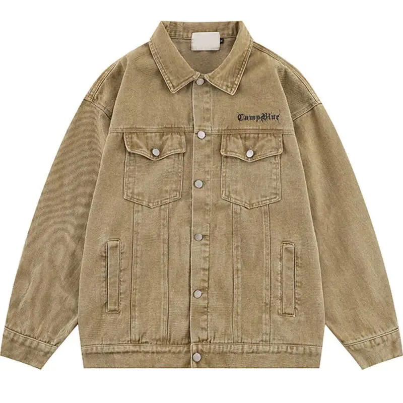 Vintage Denim Streetwear Letter Print Jacket