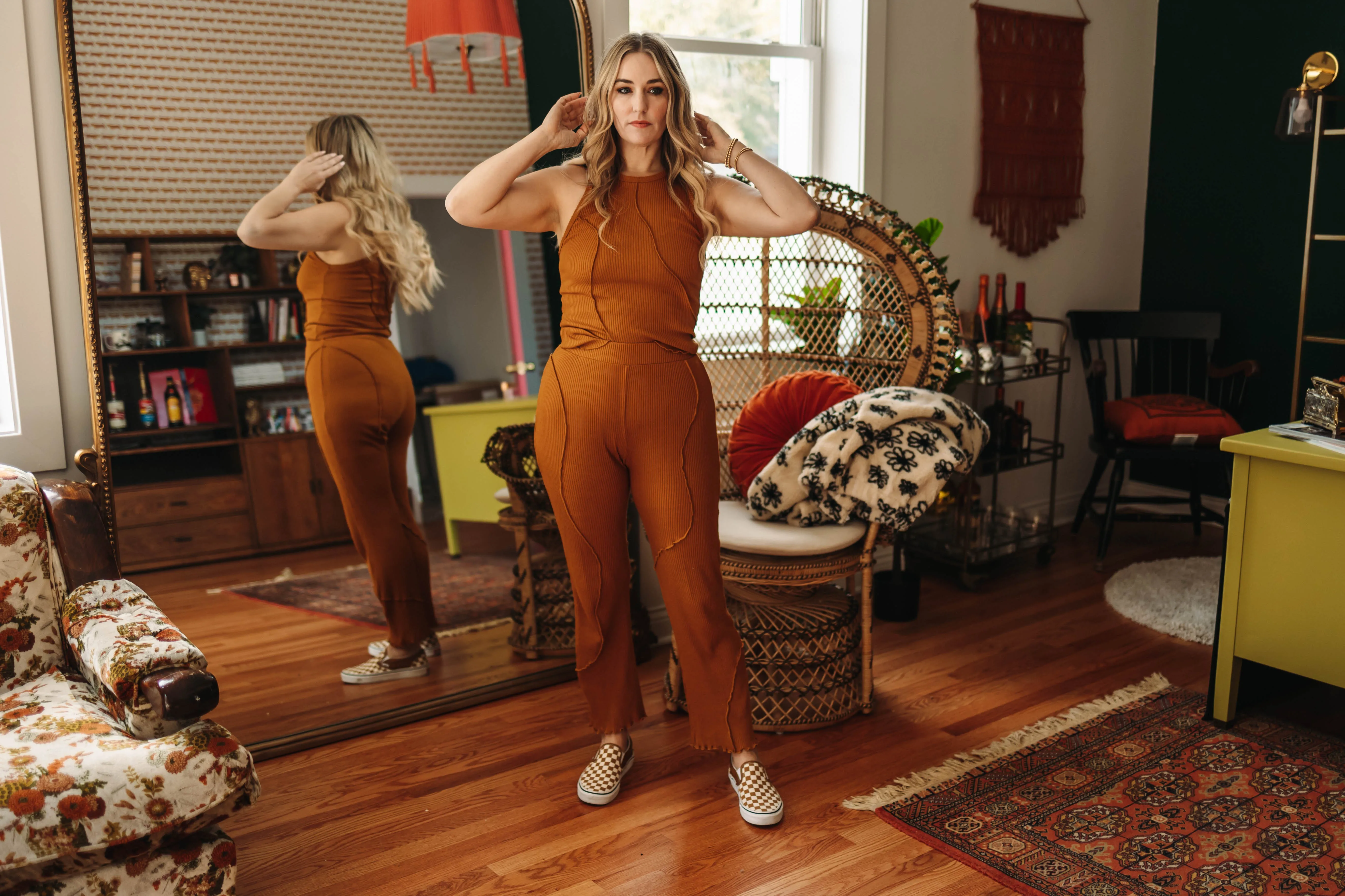 waiting to exhale hemp rib tank in ginger