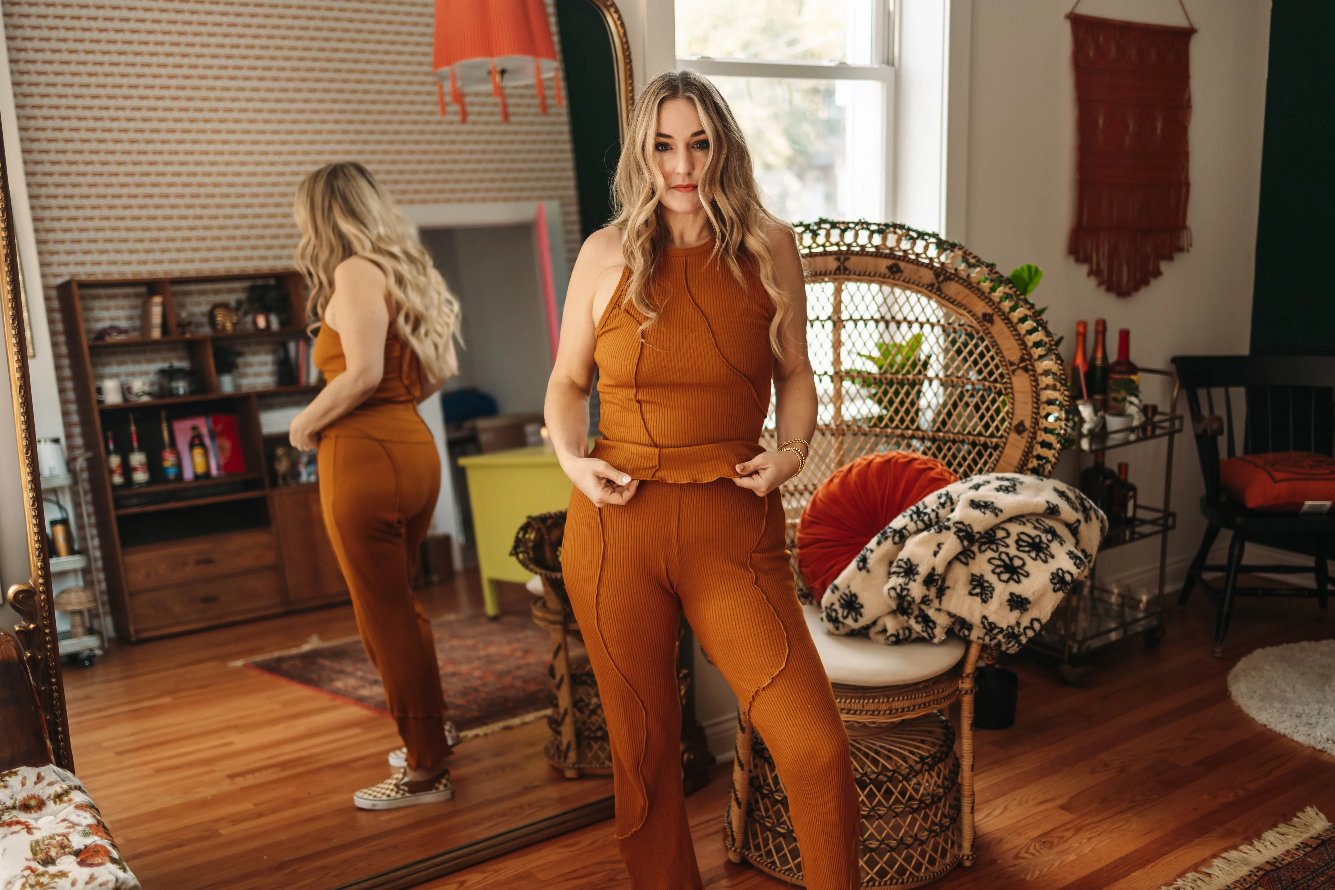 waiting to exhale hemp rib tank in ginger