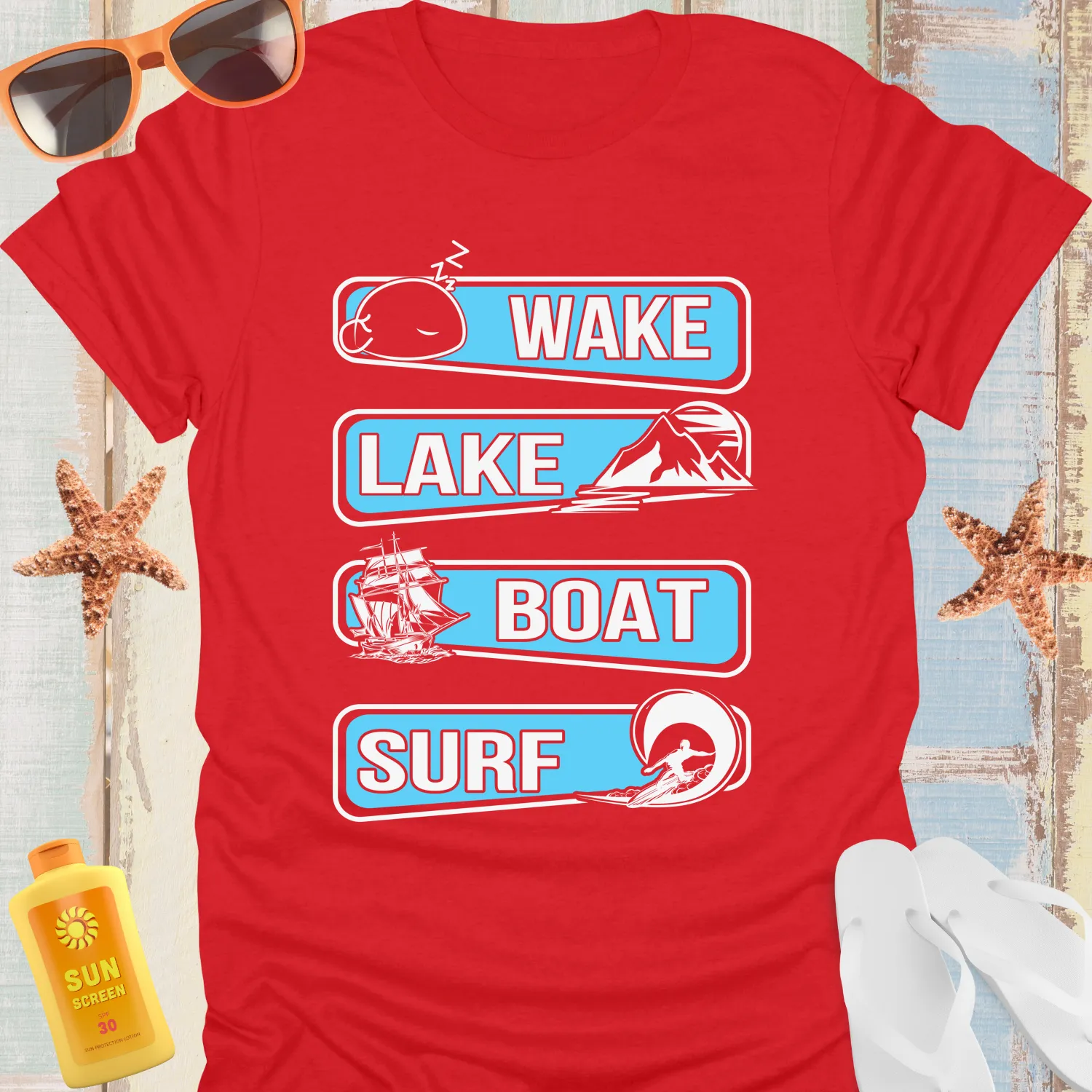 Water Adventure Tshirt Lake Boating Surfing Style