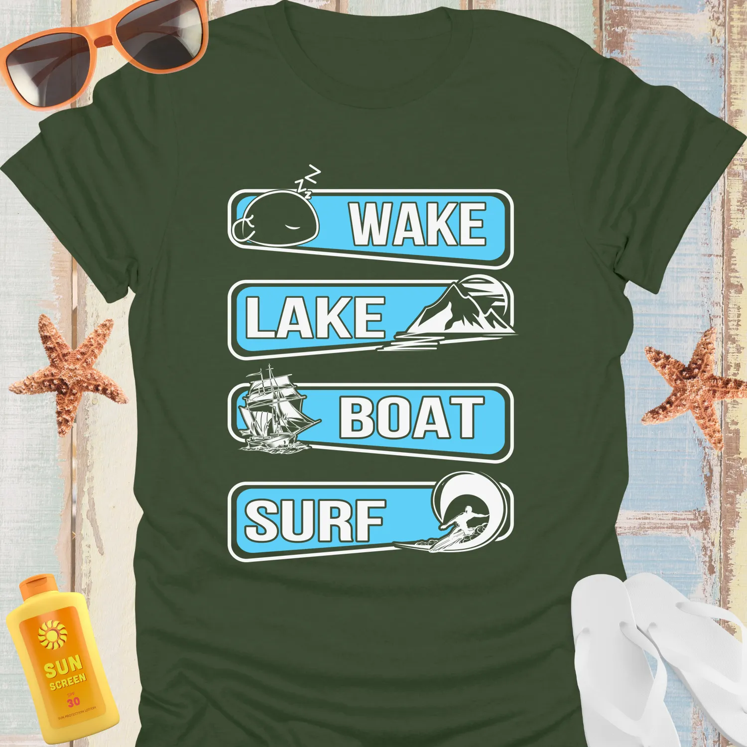 Water Adventure Tshirt Lake Boating Surfing Style