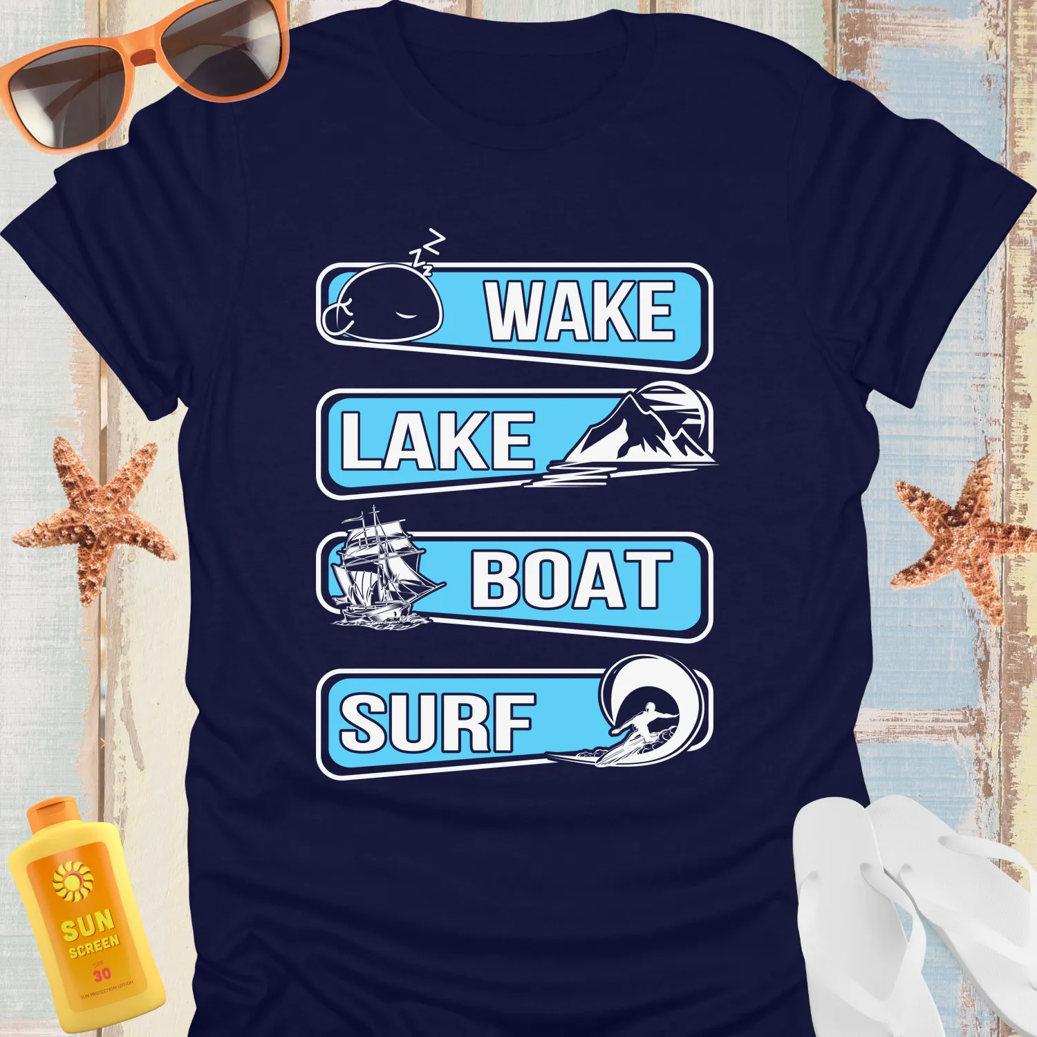 Water Adventure Tshirt Lake Boating Surfing Style