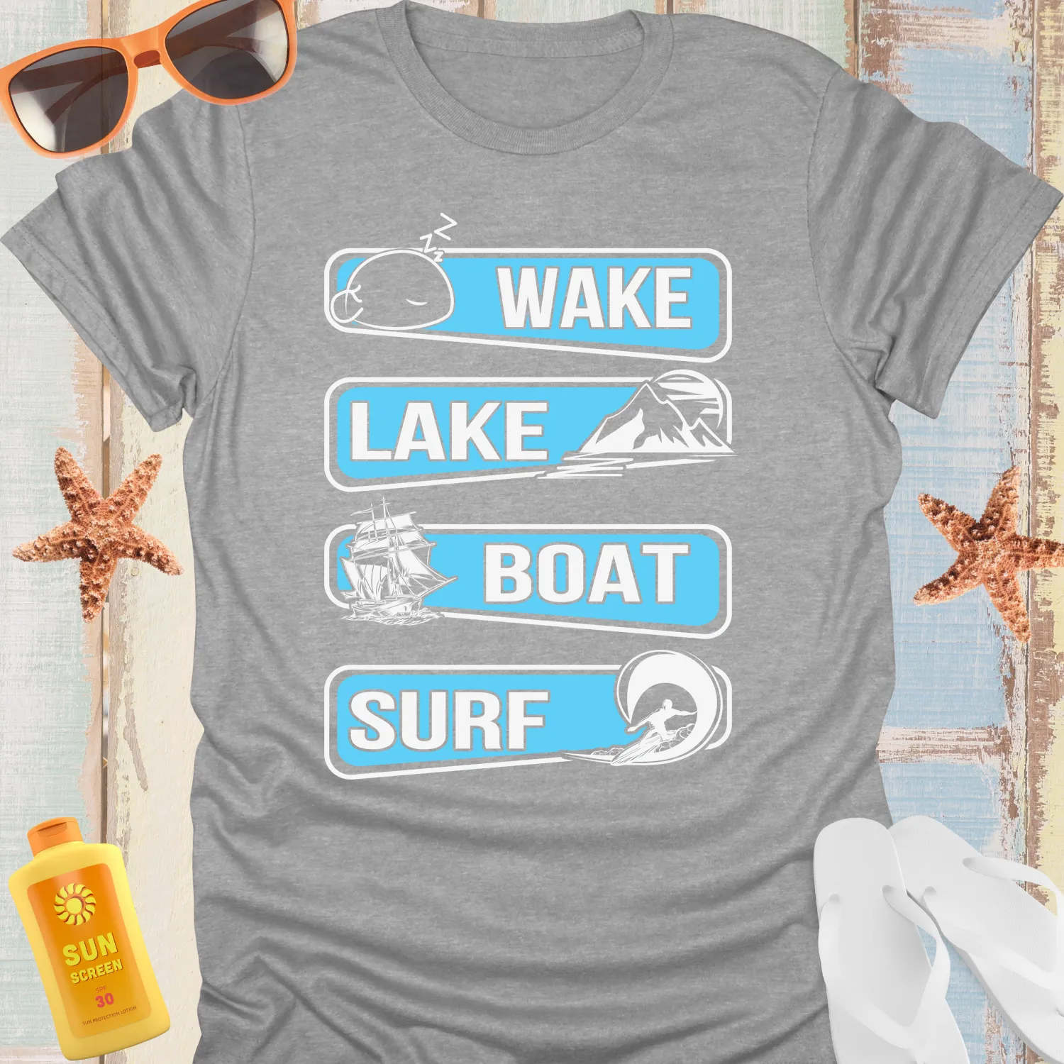 Water Adventure Tshirt Lake Boating Surfing Style