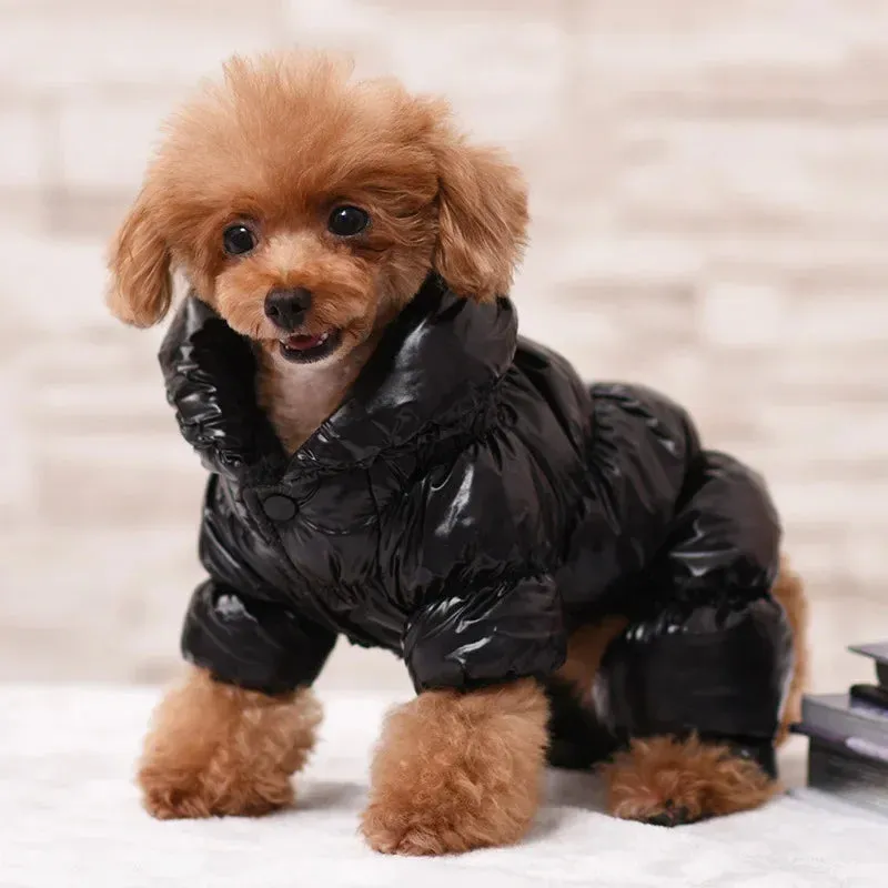 Waterproof Faux Leather Pet Jumpsuit Hoodie