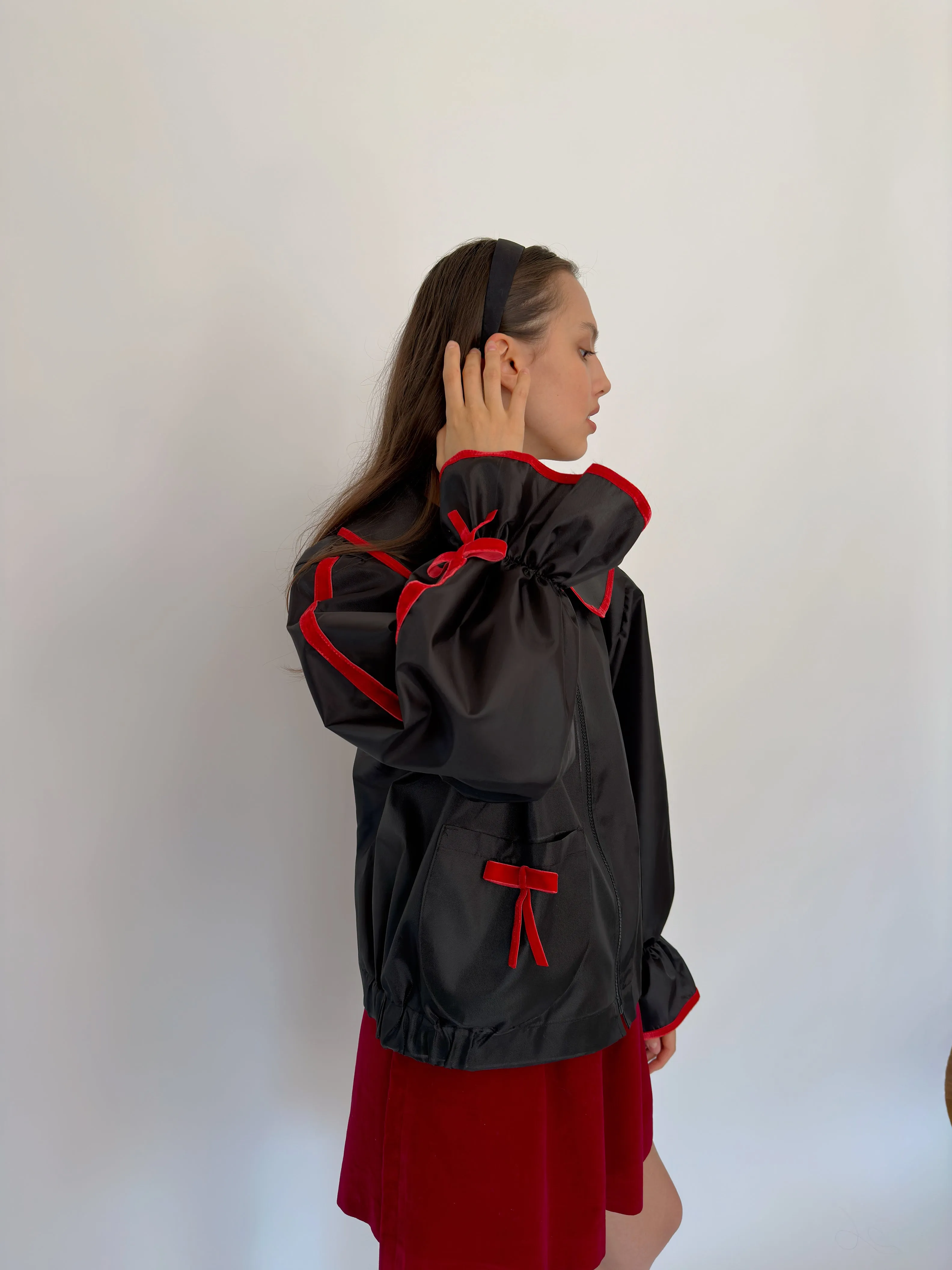 Waterproof red bow jacket