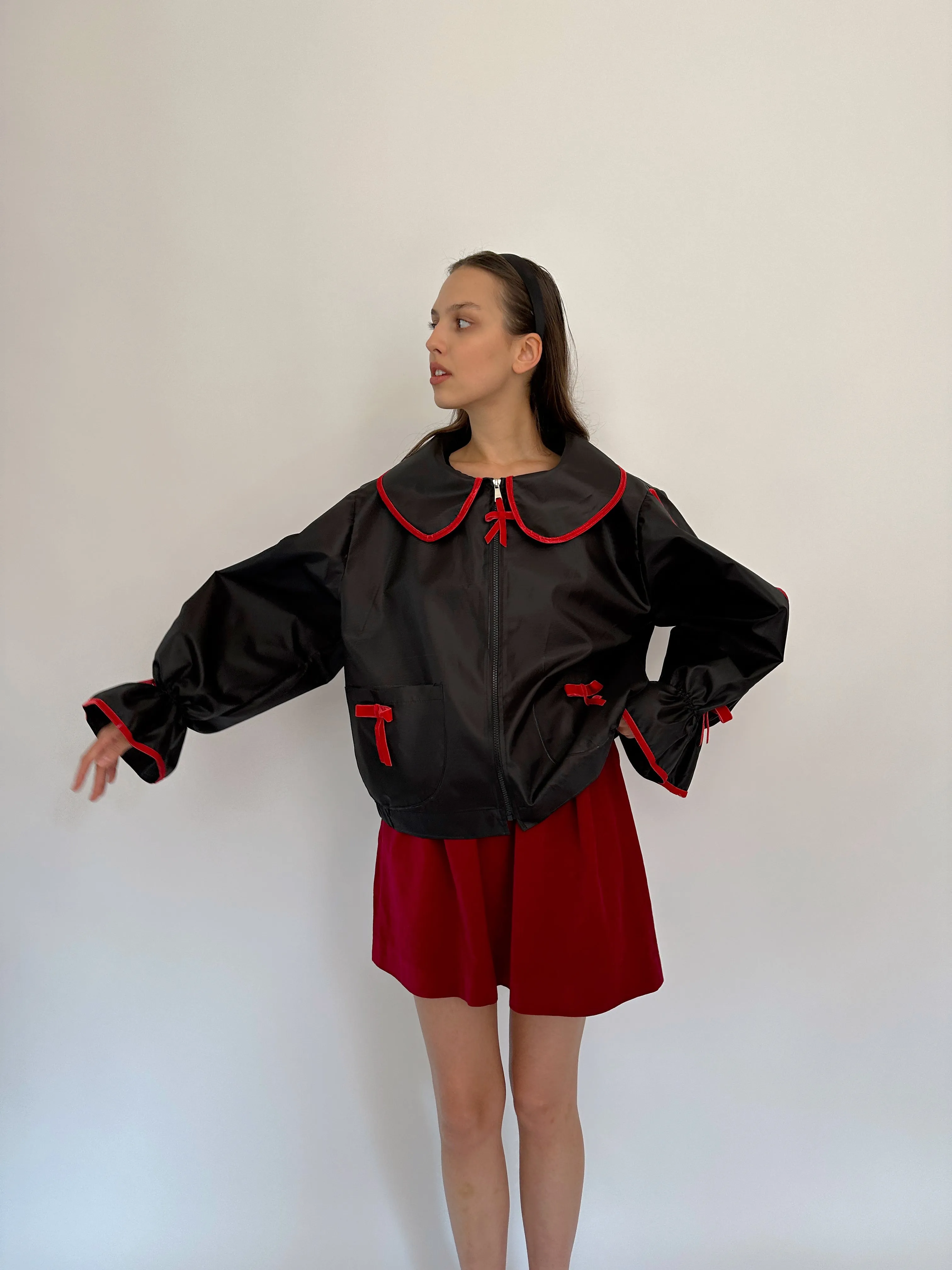 Waterproof red bow jacket