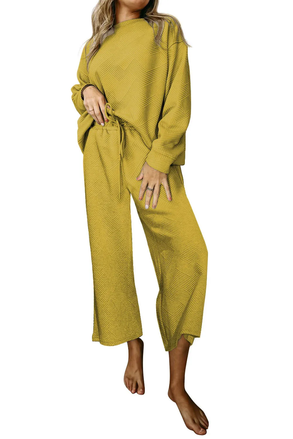 White Ultra Loose Textured 2pcs Slouchy Outfit