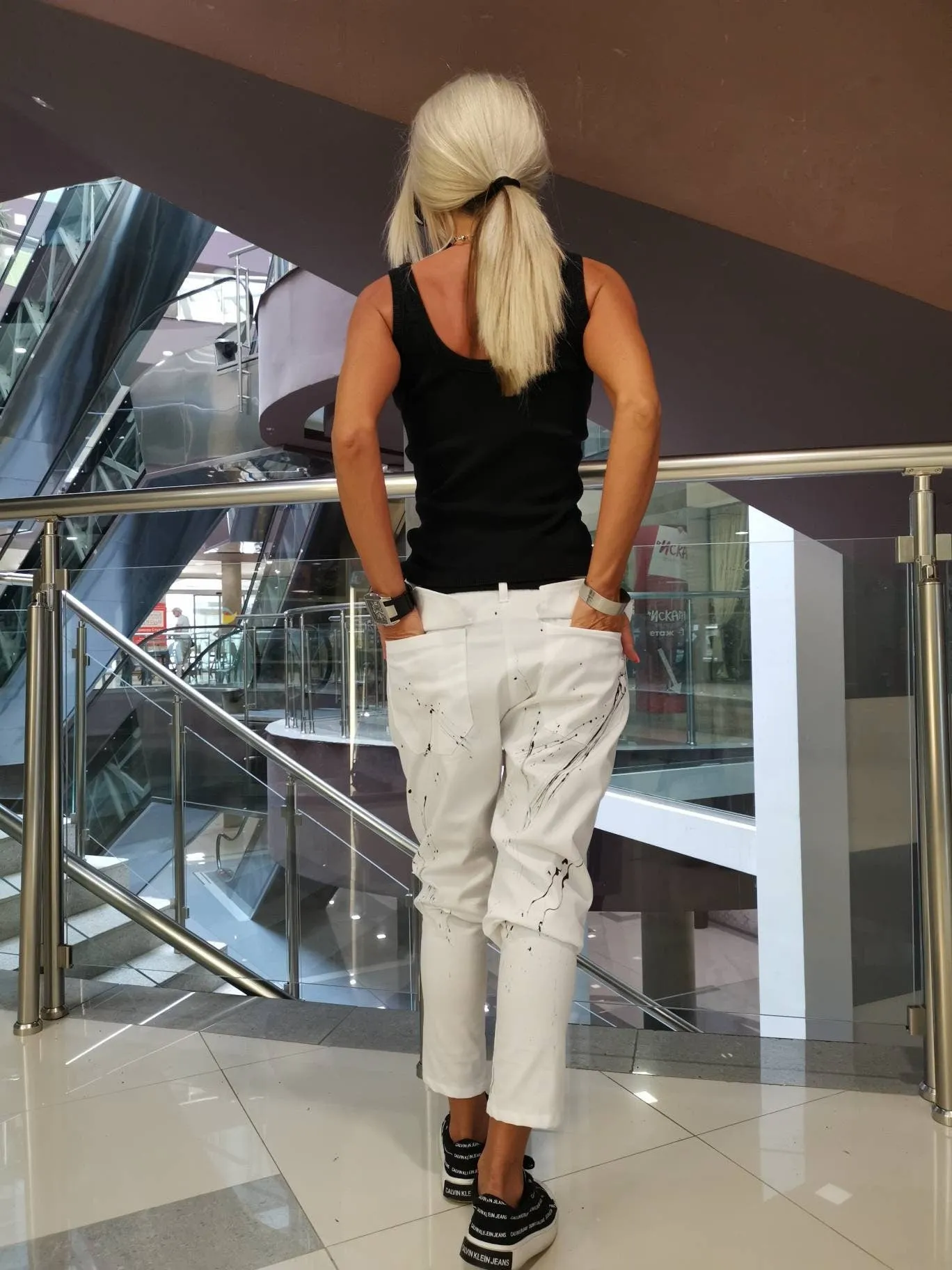 Woman Pants/Drop Crotch Pants/Zippers Pants/Harem Pants/White pants/Loose pants/Extravagant Pants/Avant-garde Trousers/Hand sprayed pants