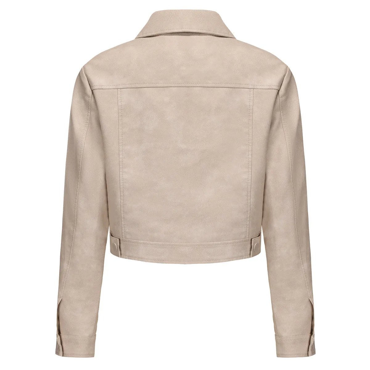 Women Multi Pocket Thin Leather Jacket