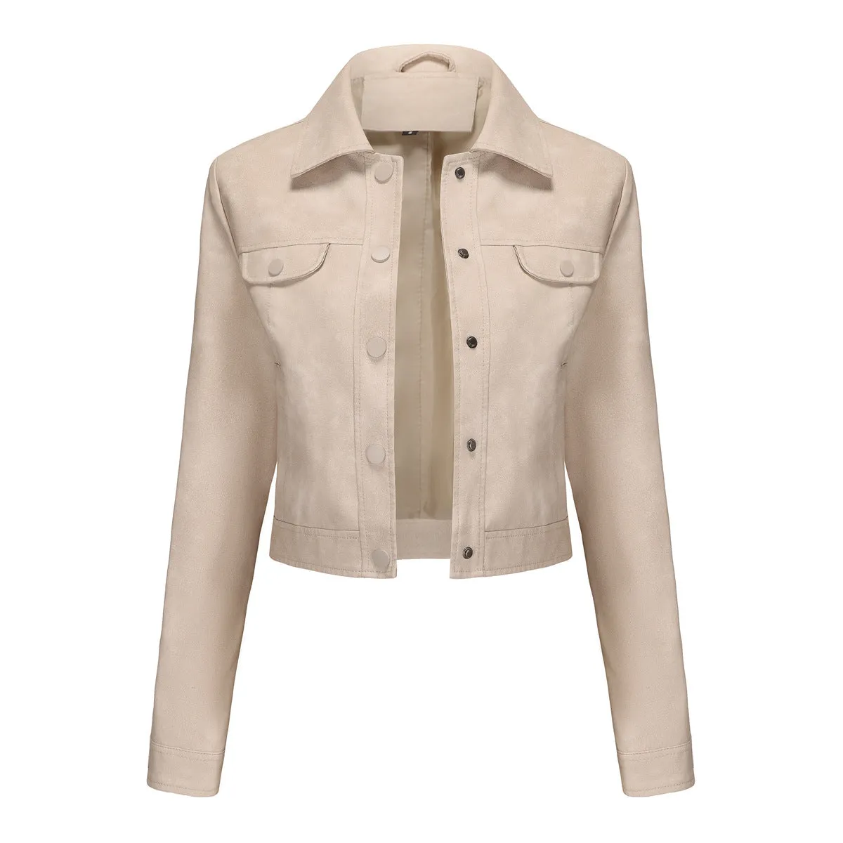 Women Multi Pocket Thin Leather Jacket