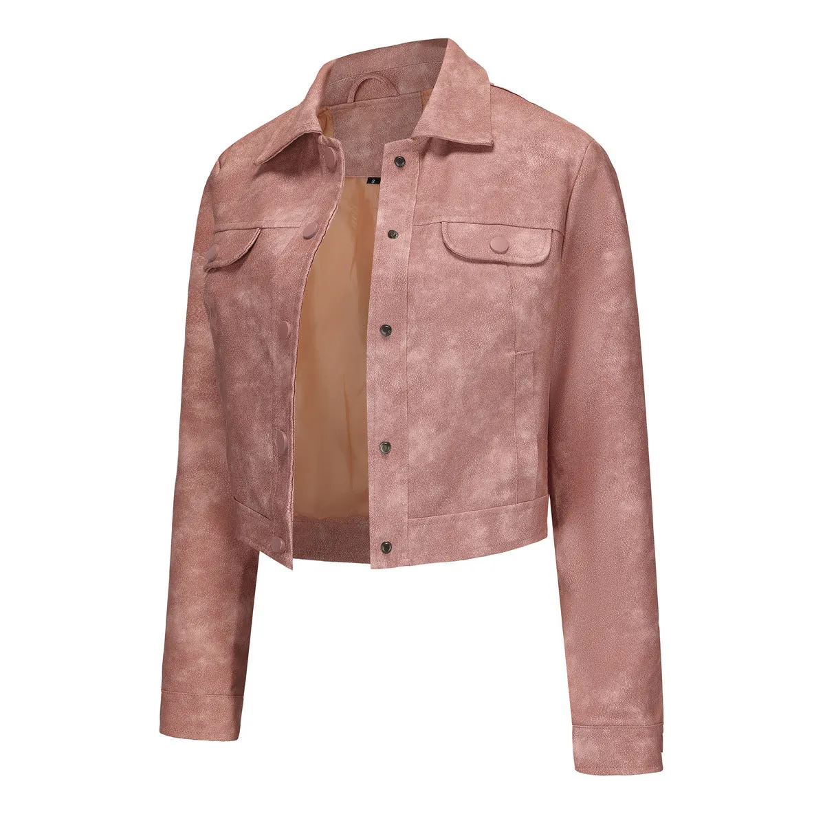 Women Multi Pocket Thin Leather Jacket