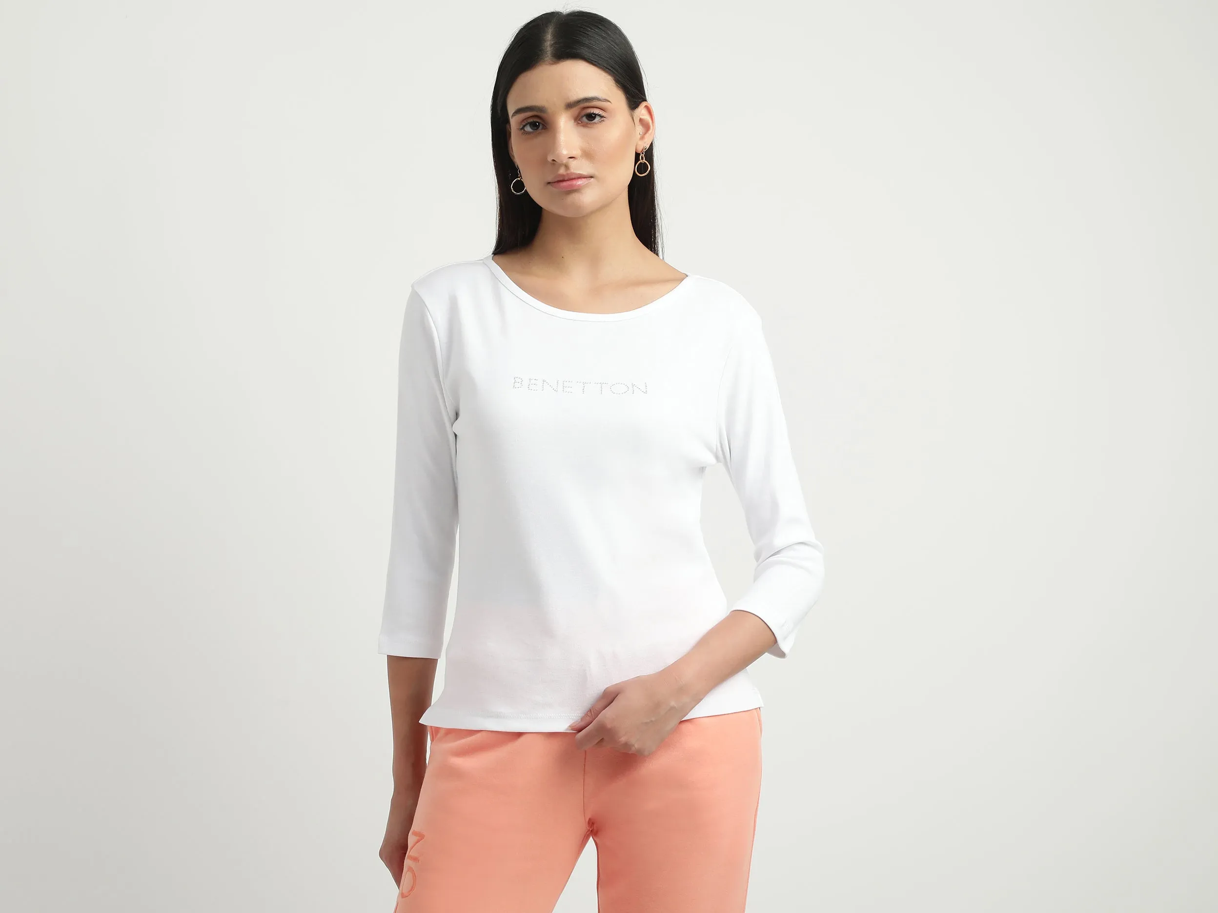 Women Solid Round Neck Top