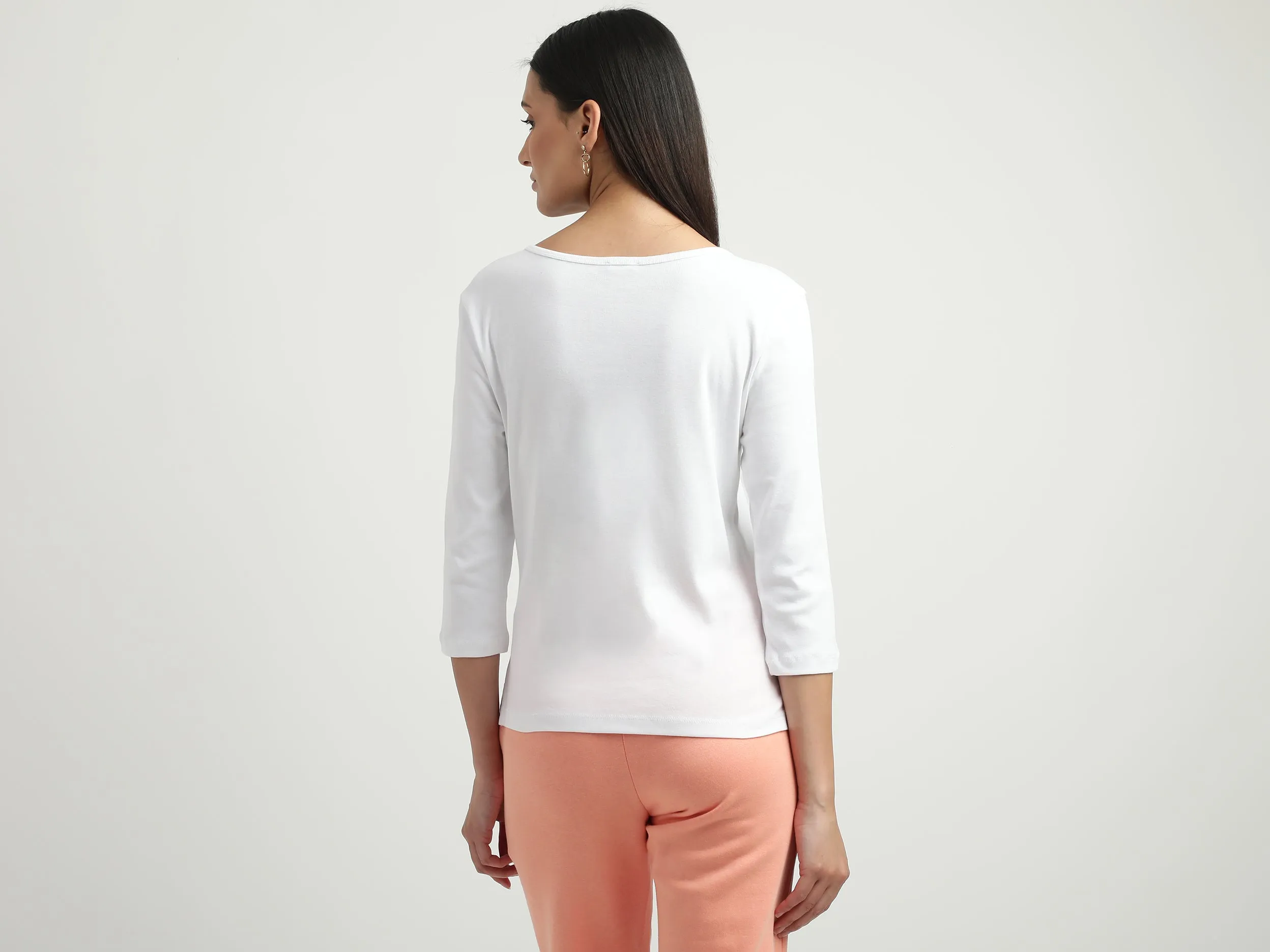 Women Solid Round Neck Top