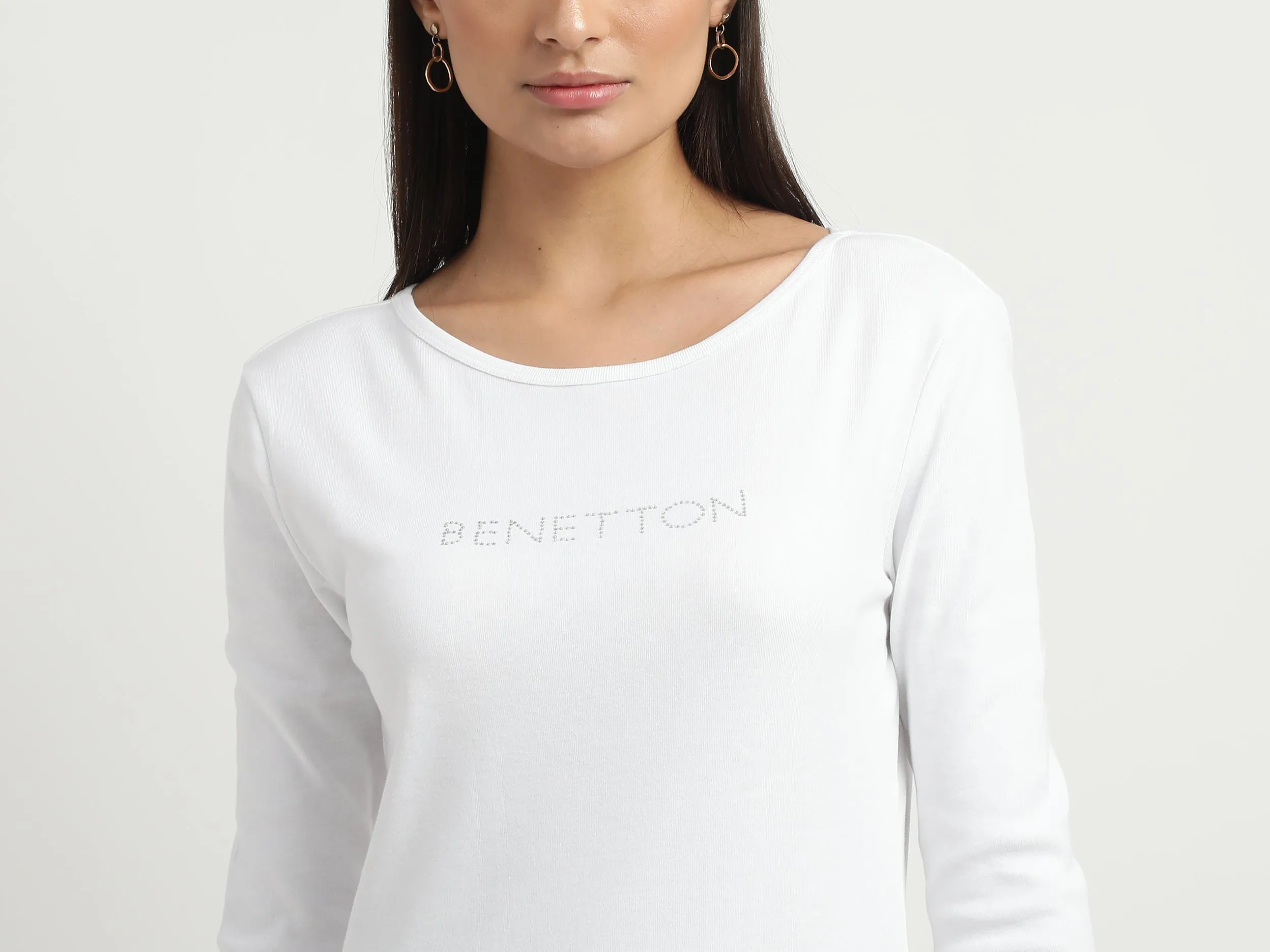 Women Solid Round Neck Top