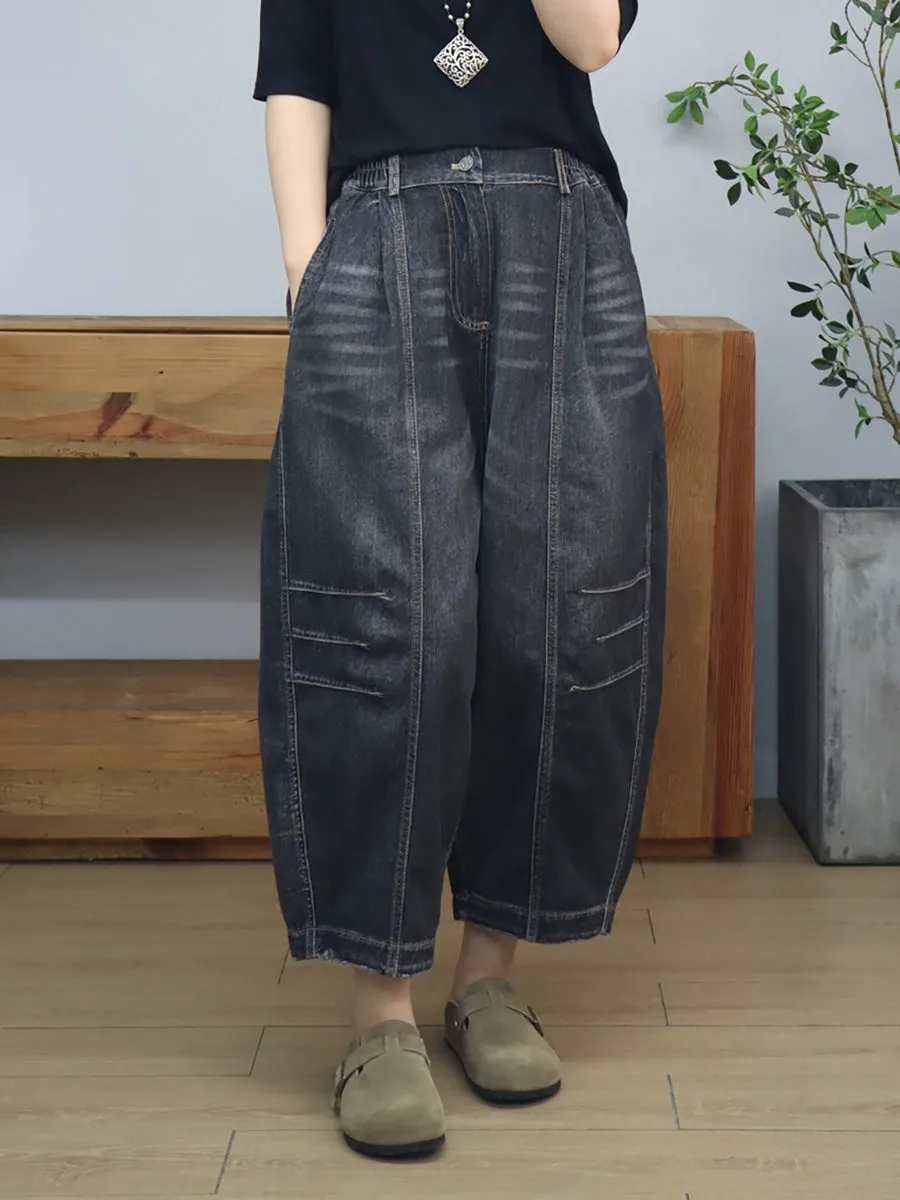 Women Summer Casual Denim Spliced Harem Pants