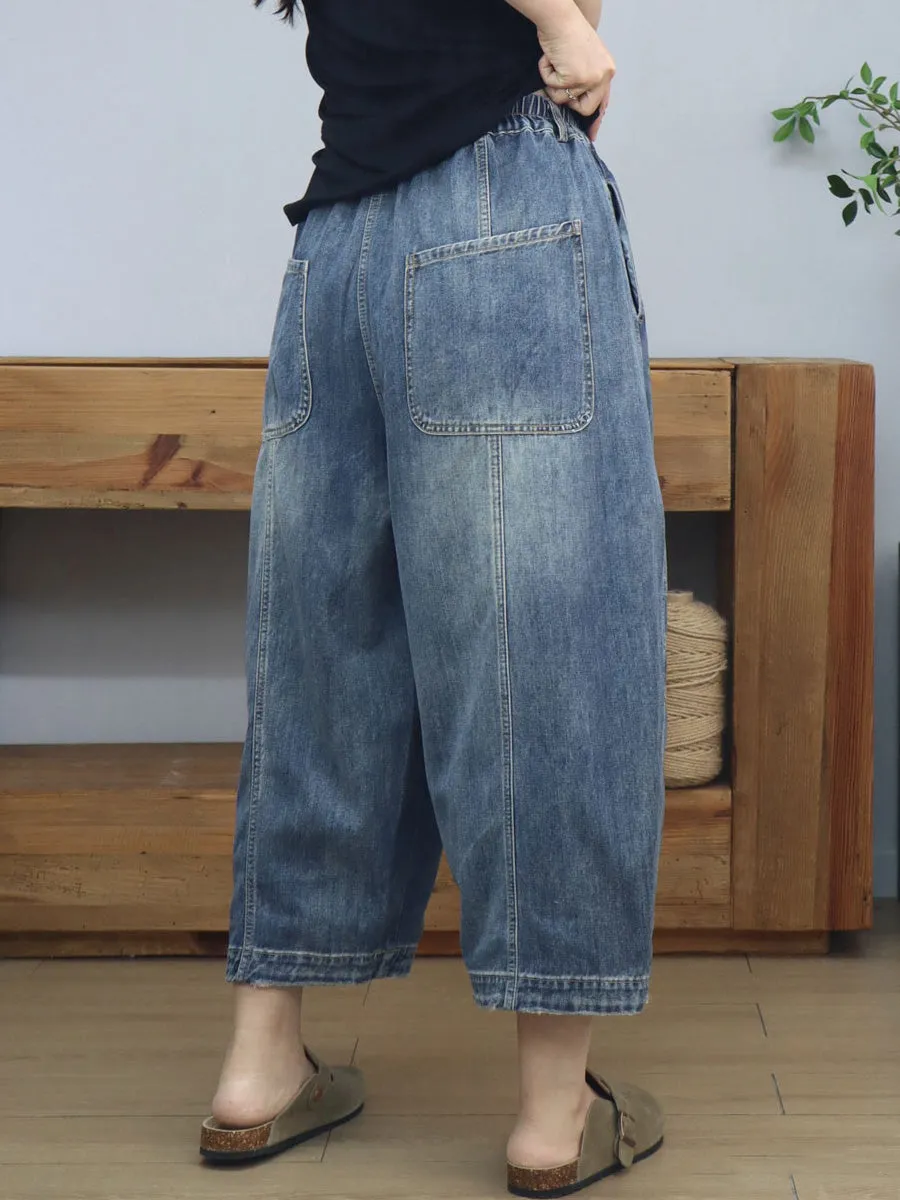 Women Summer Casual Denim Spliced Harem Pants