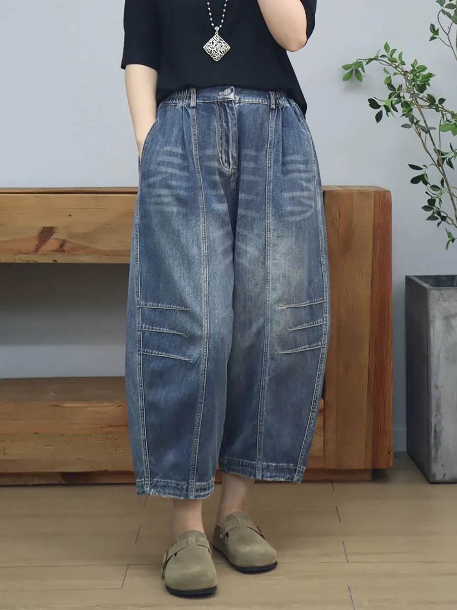 Women Summer Casual Denim Spliced Harem Pants