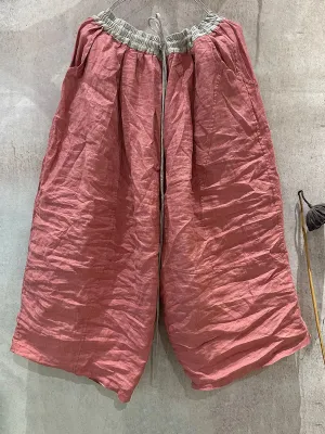 Women Summer Colorblock Linen Wide-leg Pants