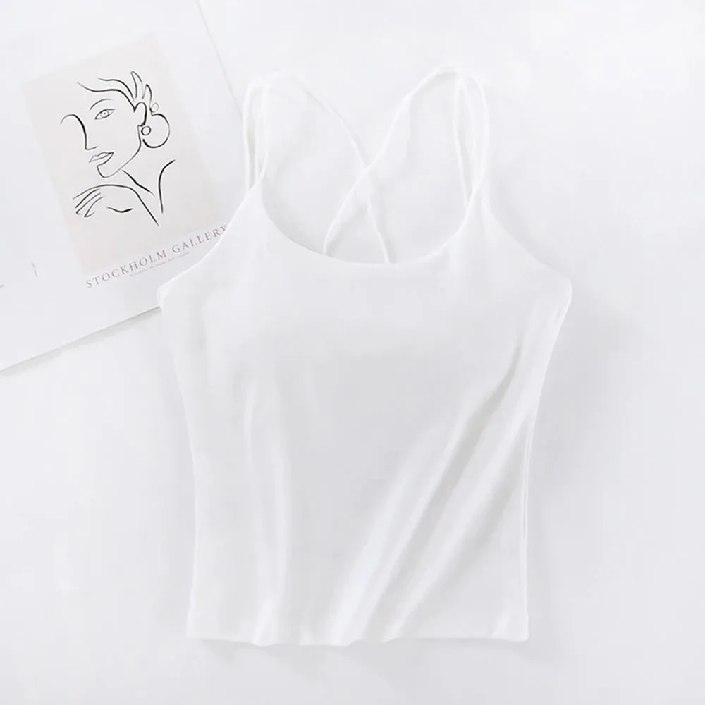 Women's Sexy Casual Sleeveless Bra Tank Top - Korean Style SA1547