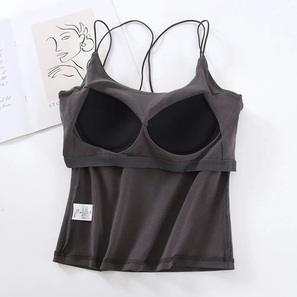 Women's Sexy Casual Sleeveless Bra Tank Top - Korean Style SA1547