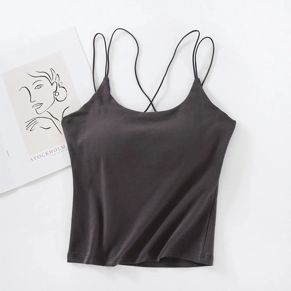 Women's Sexy Casual Sleeveless Bra Tank Top - Korean Style SA1547
